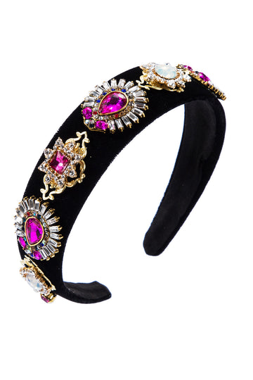 Banda de cabeça de pedra de veludo preto